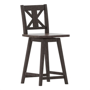 Commercial 360 Swivel Wood Counter Height Stool in Gray Wash Walnut