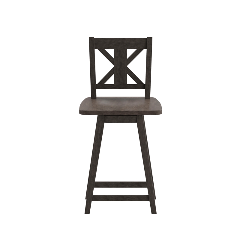 Commercial 360 Swivel Wood Counter Height Stool in Gray Wash Walnut