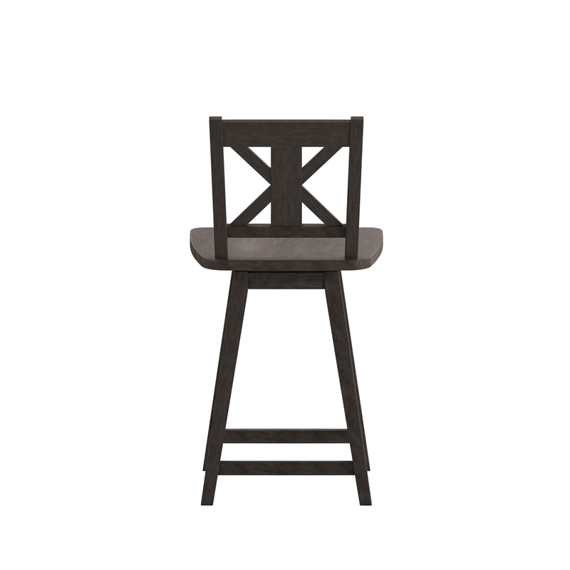 Commercial 360 Swivel Wood Counter Height Stool in Gray Wash Walnut