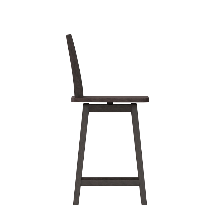 Commercial 360 Swivel Wood Counter Height Stool in Gray Wash Walnut