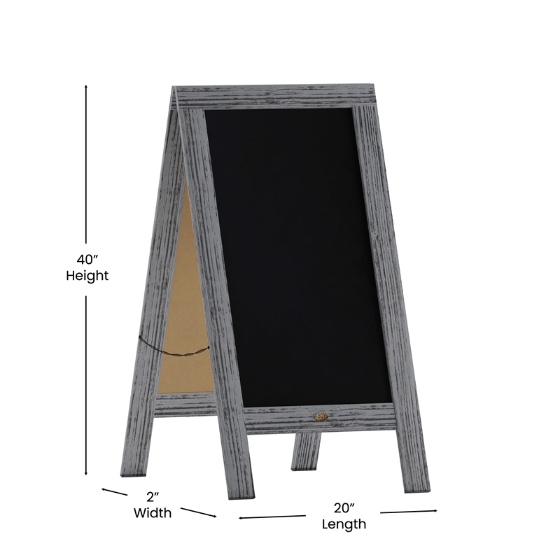 Graywashed Wood A-Frame Magnetic Chalkboard Set-Markers Stencils and Magnets
