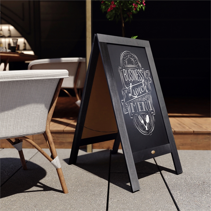 Black Wood A-Frame Magnetic Chalkboard Set-Markers Stencils and Magnets
