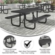 Commercial Grade 6' Rectangular Expanded Mesh Metal Outdoor Picnic Table - Black