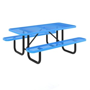 Commercial Grade 6' Rectangular Expanded Mesh Metal Outdoor Picnic Table - Blue