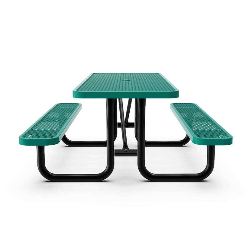 Commercial Grade 6' Rectangular Expanded Mesh Metal Outdoor Picnic Table - Green