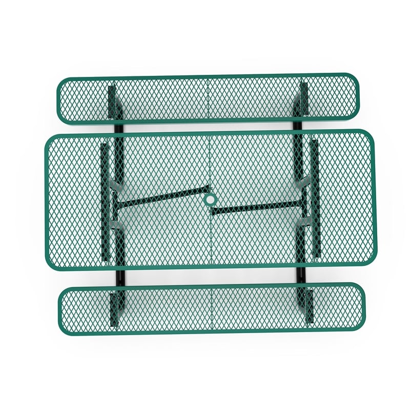 Commercial Grade 6' Rectangular Expanded Mesh Metal Outdoor Picnic Table - Green