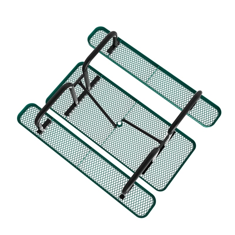 Commercial Grade 6' Rectangular Expanded Mesh Metal Outdoor Picnic Table - Green