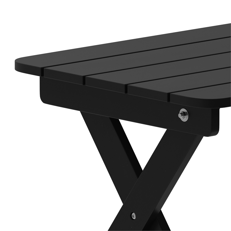 3pc Commercial Indoor/Outdoor Set with 2 Rocking Chairs and End Table in Black