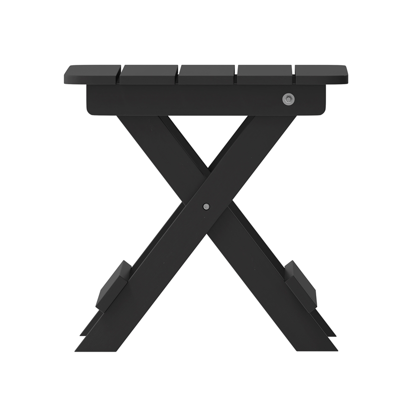 3pc Commercial Indoor/Outdoor Set with 2 Rocking Chairs and End Table in Black