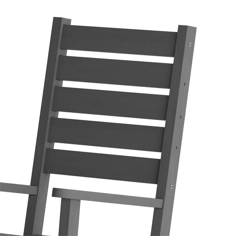 3pc Commercial Indoor/Outdoor Set with 2 Rocking Chairs and End Table in Gray