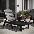 3pc Commercial Indoor/Outdoor Adirondack Set with 2 Loungers Side Table - Black