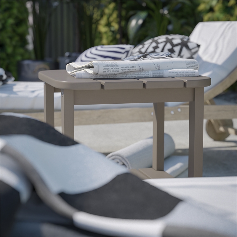 Commercial Grade All-Weather Adirondack Style Patio Side Table in Brown