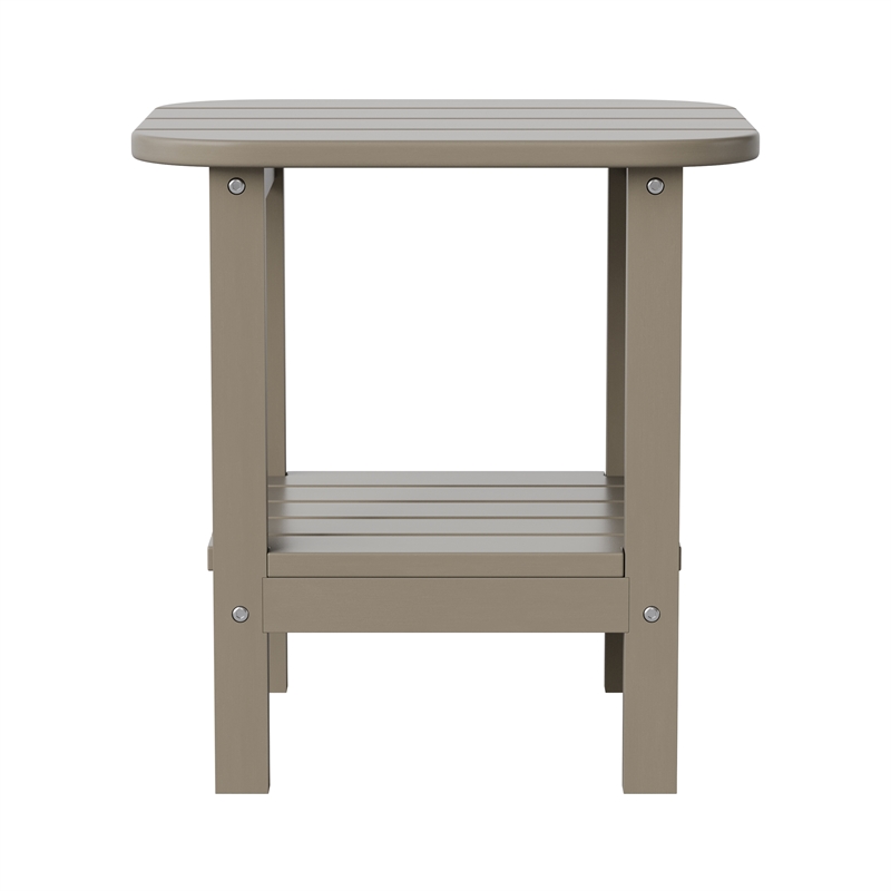 Commercial Grade All-Weather Adirondack Style Patio Side Table in Brown