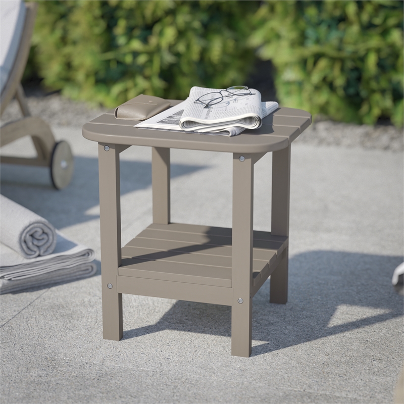 Commercial Grade All-Weather Adirondack Style Patio Side Table in Brown