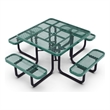 Commercial 46 Inch Square Expanded Mesh Metal Picnic Table with Anchors - Green