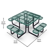 Commercial 46 Inch Square Expanded Mesh Metal Picnic Table with Anchors - Green