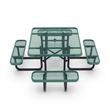 Commercial 46 Inch Square Expanded Mesh Metal Picnic Table with Anchors - Green
