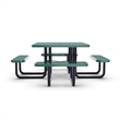 Commercial 46 Inch Square Expanded Mesh Metal Picnic Table with Anchors - Green