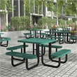 Commercial 46 Inch Square Expanded Mesh Metal Picnic Table with Anchors - Green