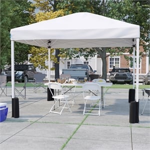 10' x 10' White Pop Up Canopy Folding Table and 4 White Folding Chairs Bundle