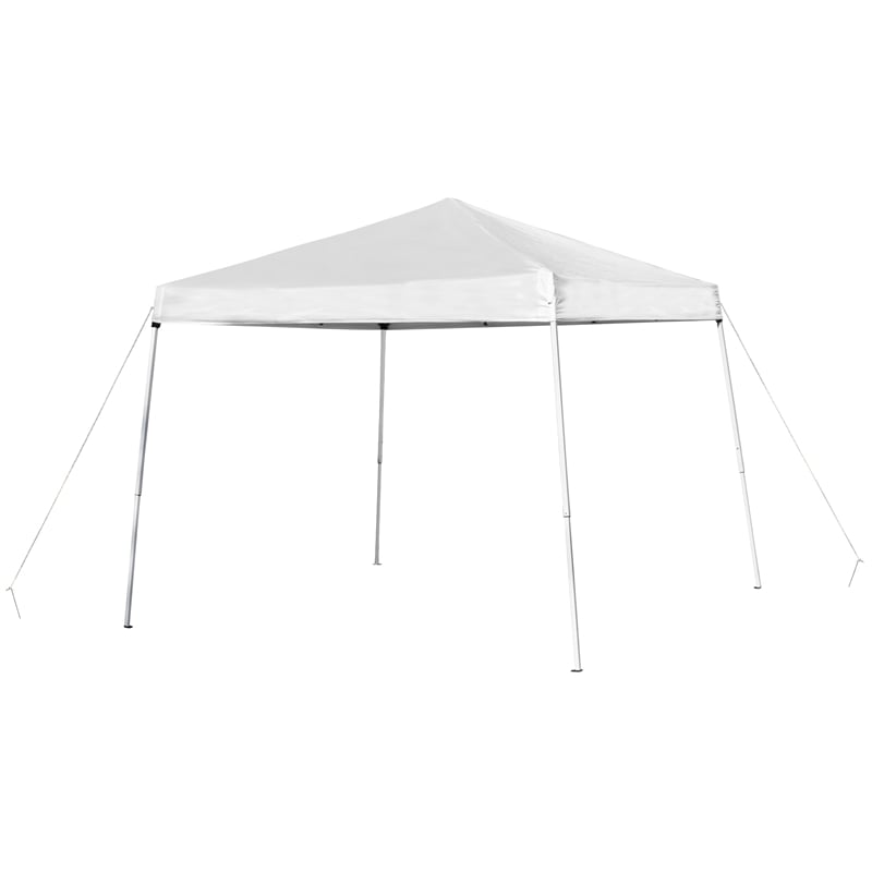 8' x 8' White Pop Up Canopy with Carry Bag and Folding Table with Benches Set