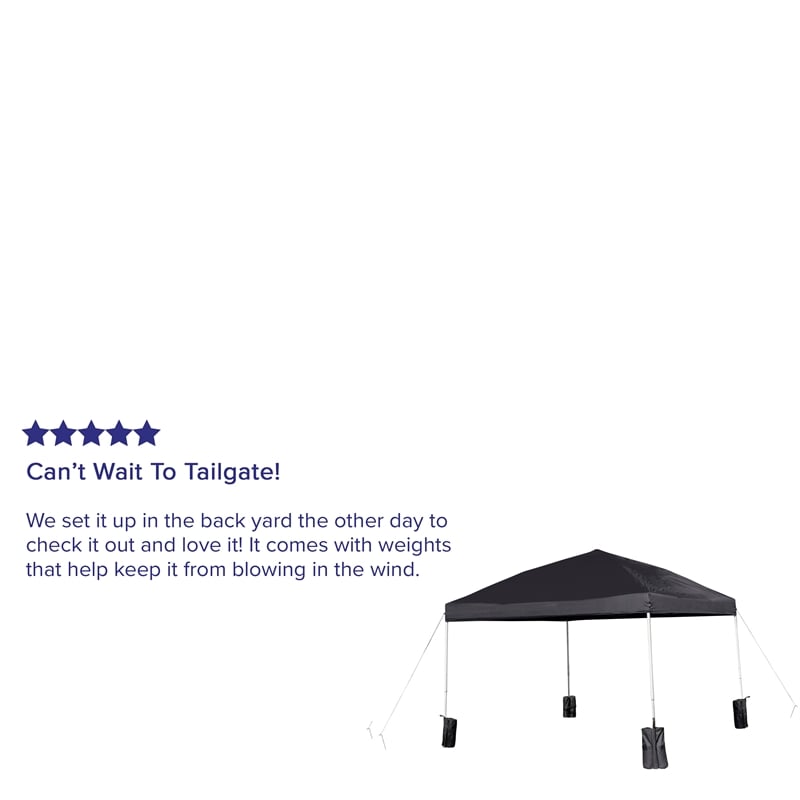 10'x10' Black Pop Up Straight Leg Canopy Tent With Sandbags and Wheeled Case