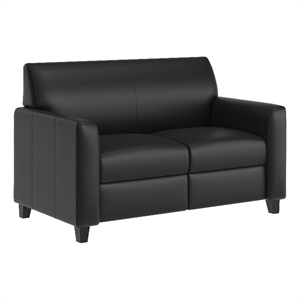 Black LeatherSoft Loveseat w/ Clean Line Stitched Frame - Reception Seating