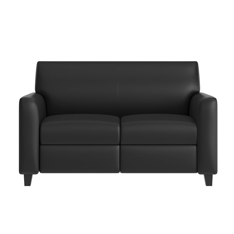 Black LeatherSoft Loveseat w/ Clean Line Stitched Frame - Reception Seating