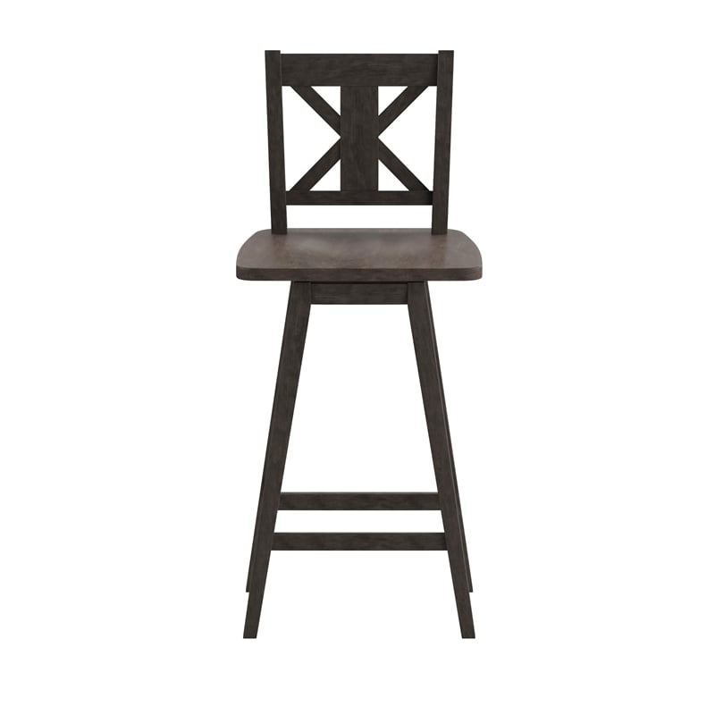 Commercial 360 Swivel Wood Bar Height Stool in Gray Wash Walnut