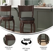 Commercial Espresso & Black LeatherSoft Wooden Swivel Counter Stools