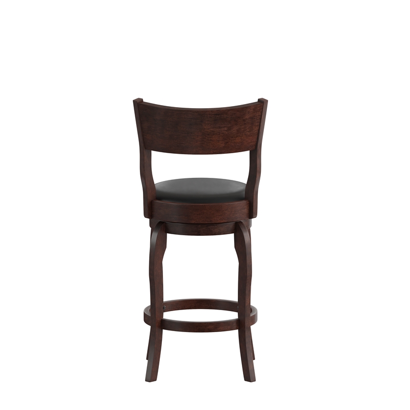 Commercial Espresso & Black LeatherSoft Wooden Swivel Counter Stools