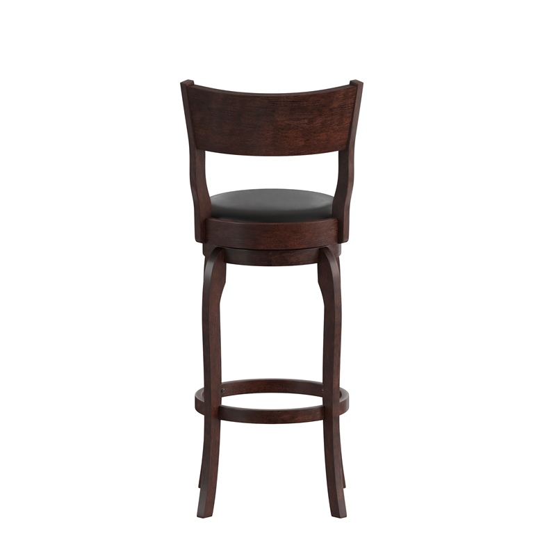 Commercial Espresso & Black LeatherSoft Wooden Swivel Bar Stools