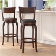 Commercial Espresso & Black LeatherSoft Wooden Swivel Bar Stools