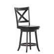 Commercial Wooden Swivel Counter Stools - Gray Wash Walnut/Black LeatherSoft