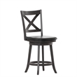 Commercial Wooden Swivel Counter Stools - Gray Wash Walnut/Black LeatherSoft