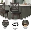 Commercial Wooden Swivel Counter Stools - Gray Wash Walnut/Black LeatherSoft