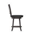 Commercial Wooden Swivel Counter Stools - Gray Wash Walnut/Black LeatherSoft