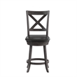 Commercial Wooden Swivel Counter Stools - Gray Wash Walnut/Black LeatherSoft
