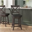 Commercial Wooden Swivel Counter Stools - Gray Wash Walnut/Black LeatherSoft