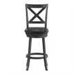 Commercial Wooden Swivel Bar Stools - Gray Wash Walnut/Black LeatherSoft