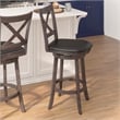 Commercial Wooden Swivel Bar Stools - Gray Wash Walnut/Black LeatherSoft