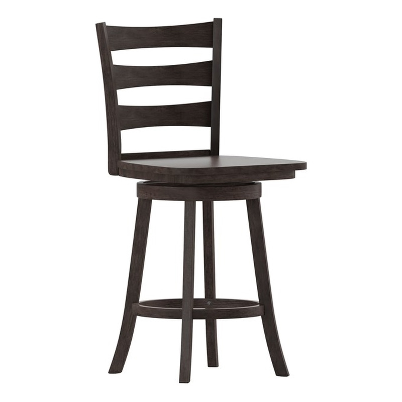 Commercial Wooden Swivel Counter Height Stool in Gray Wash Walnut