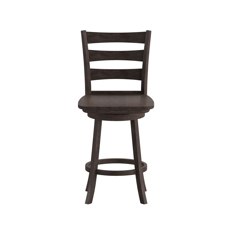Commercial Wooden Swivel Counter Height Stool in Gray Wash Walnut