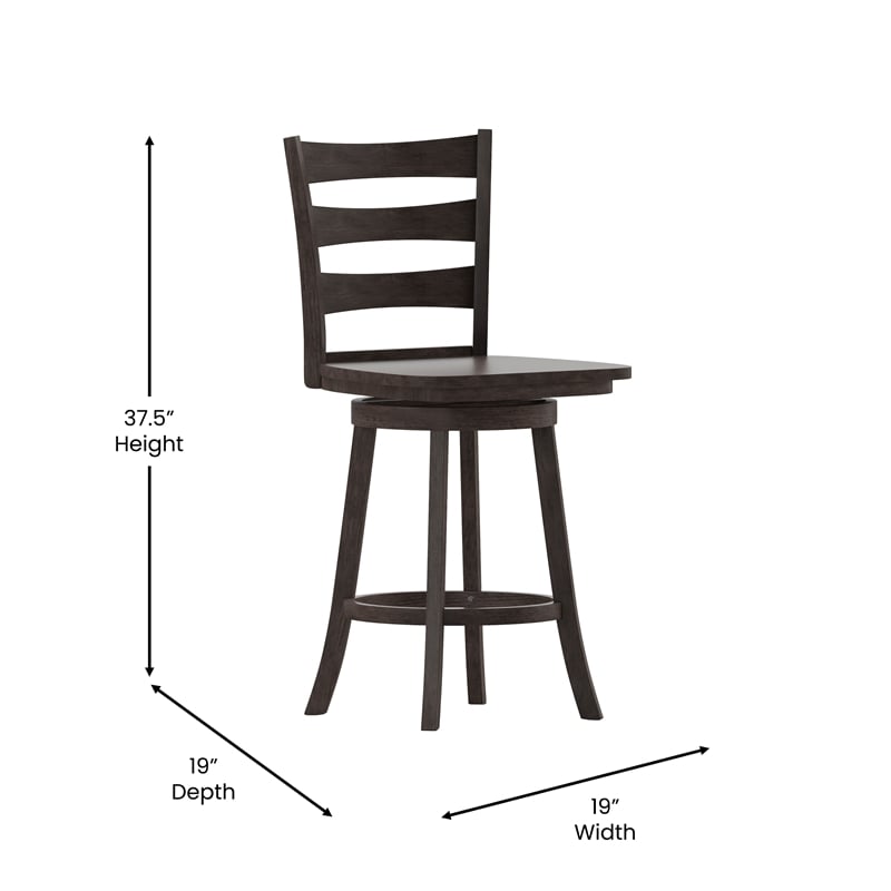 Commercial Wooden Swivel Counter Height Stool in Gray Wash Walnut