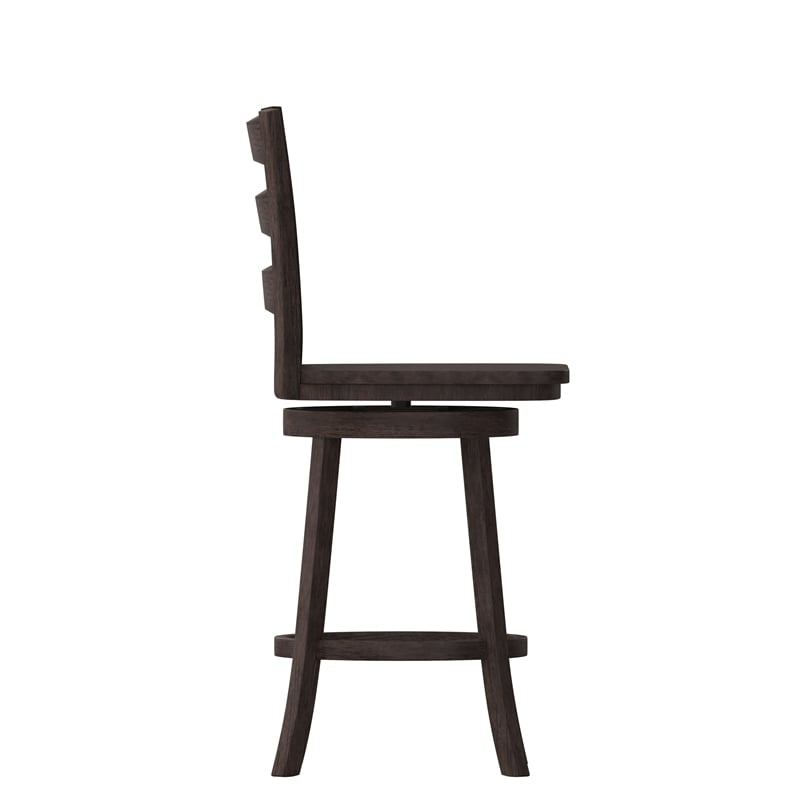 Commercial Wooden Swivel Counter Height Stool in Gray Wash Walnut