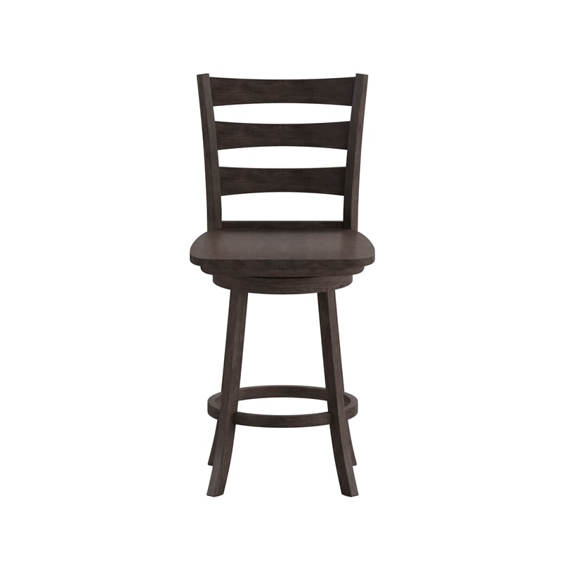 Commercial Wooden Swivel Counter Height Stool in Gray Wash Walnut
