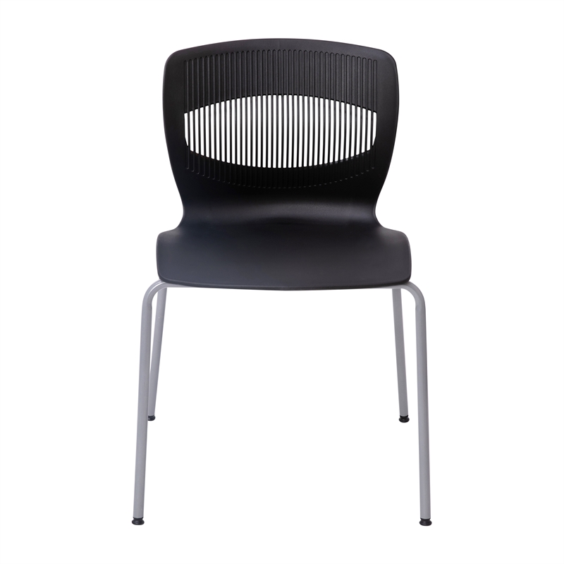 Commercial Grade 770 LB. Capacity Plastic Stack Chair with Lumbar Support-Black