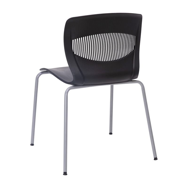 Commercial Grade 770 LB. Capacity Plastic Stack Chair with Lumbar Support-Black