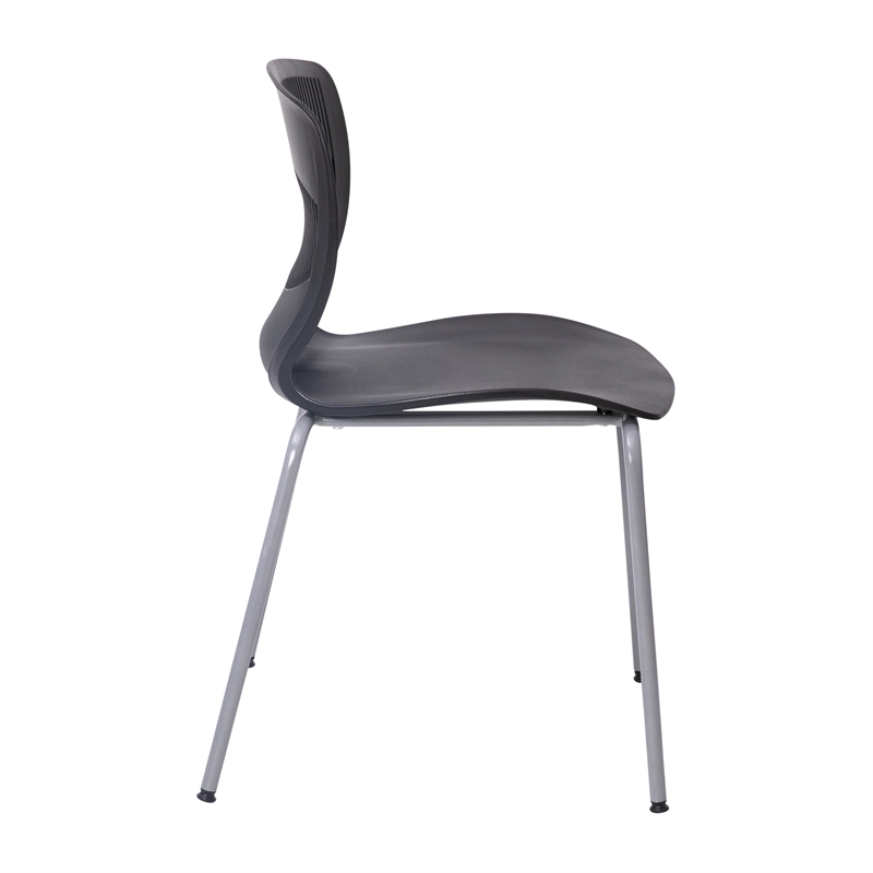Commercial Grade 770 LB. Capacity Plastic Stack Chair with Lumbar Support-Black