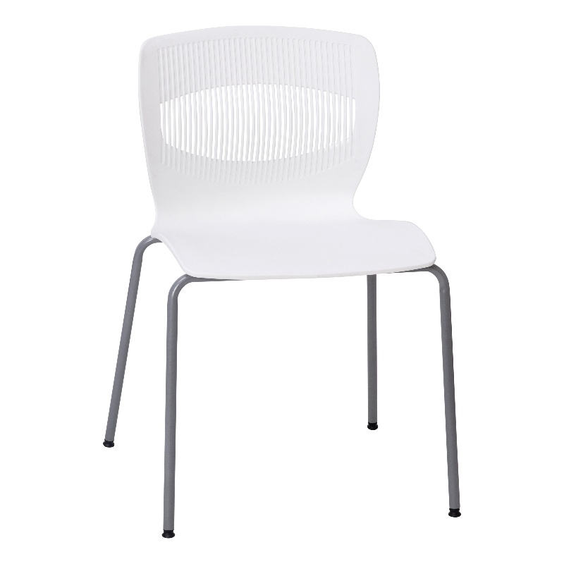 Commercial Grade 770 LB. Capacity Plastic Stack Chair with Lumbar Support-White